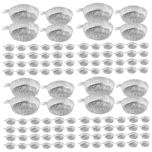 PRETYZOOM 4sets 30ml/42ml Aluminum Weighing Pans Sample Weighing Trays Aluminum Foil Sturdy Material Easy Pour Handle Design 50pcs*4