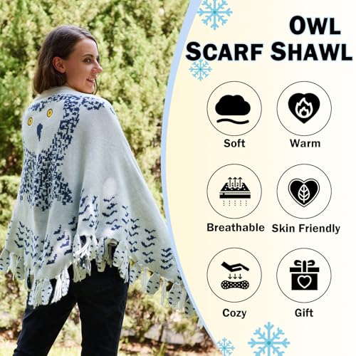 Owl Scarf Shawl, Owl Knitted scarves, Womens Warm Long Shawl Winter Wraps Imitate Bird Wing Feather Scarf4