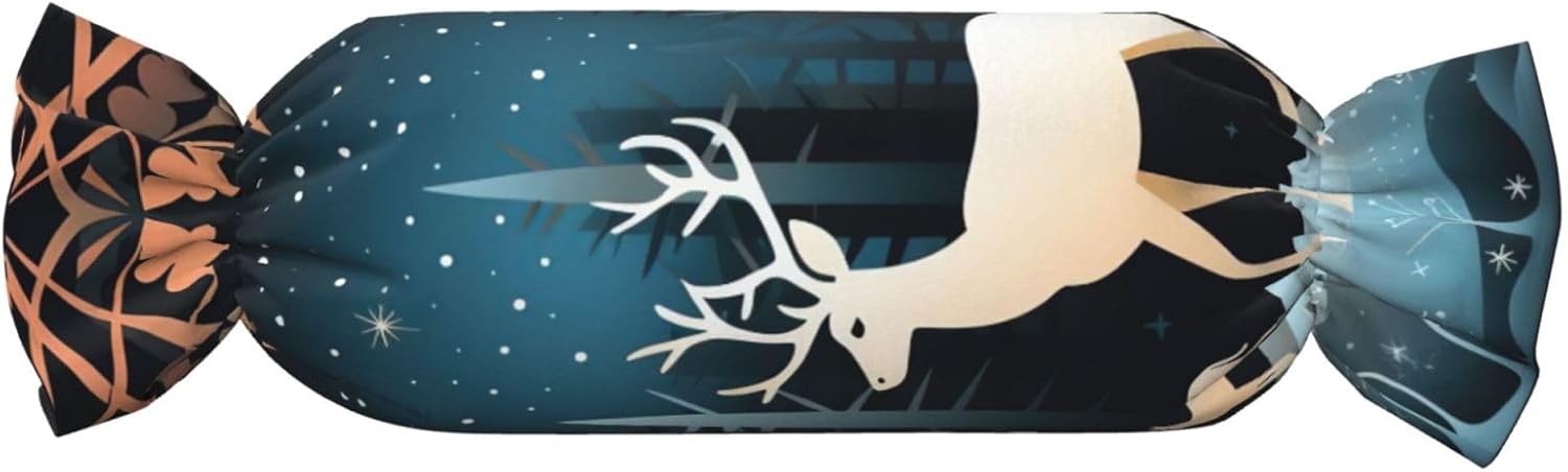 Christmas Tree Deer Print Candy Cylindrical Comfortable Pillow Throw Pillows Home Decor Easy Maintenance