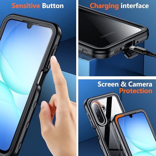 SPIDERCASE for Samsung Galaxy A17 Waterproof Case, IP68 Waterproof Case, Military-Grade Drop Protection, Full-Body Shockproof Dustproof Cover,Black - image 5