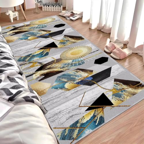 Alfombras de pasillo larga de 70x280cm lavable gris y azul 3