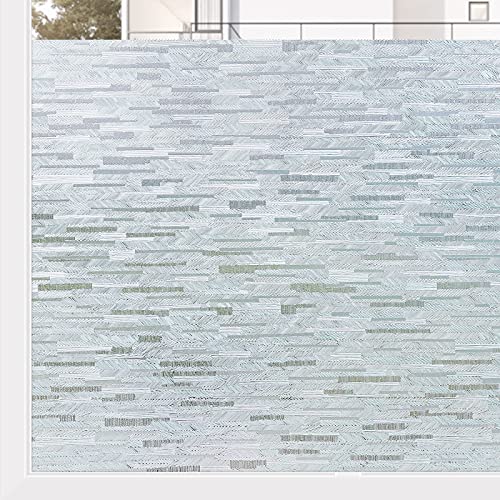 rabbitgoo Privacy Window Film Frosted Matte Translucent Window Sticker Static Cling Door Film No Glue Glass Film Window Vinyl Clings Glass Covering for Home Office Living Meeting Room (17.5 x 78.7”)