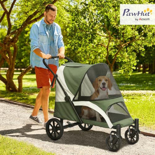 PawHut Hundewagen Klappbar für Mittelgroße Hunde & Katzen 25 kg Dunkelgrün