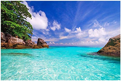 Potooart 海の写真 海の景色 ポスター キャンバス絵画 きれい 海辺 風景写真 海 印刷絵画 静物の風景 壁掛け絵画 現代モダン 装飾画 インテリアアート 部屋飾り 新築飾り (海と青空, 60cm*40cm)