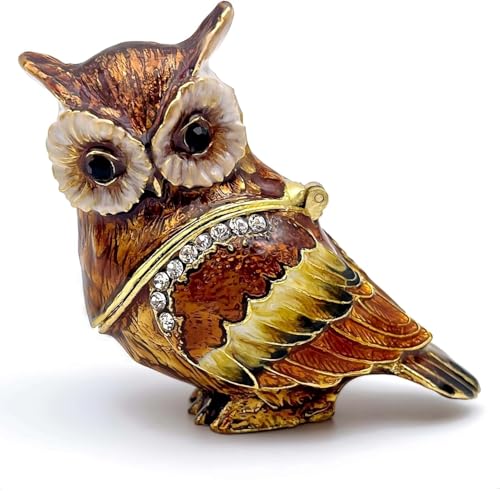JWT Astyle Luxury Owl Brid Hinged Trinket Box with Crystals