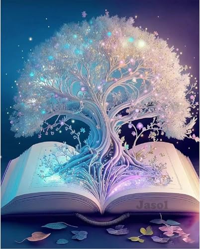 Image of Jasol Diamond Painting Kit, 40x30 Cms, Full Drill, 5D Crystals, Home Wall Decor Gift Set (Lucky Tree M45600)