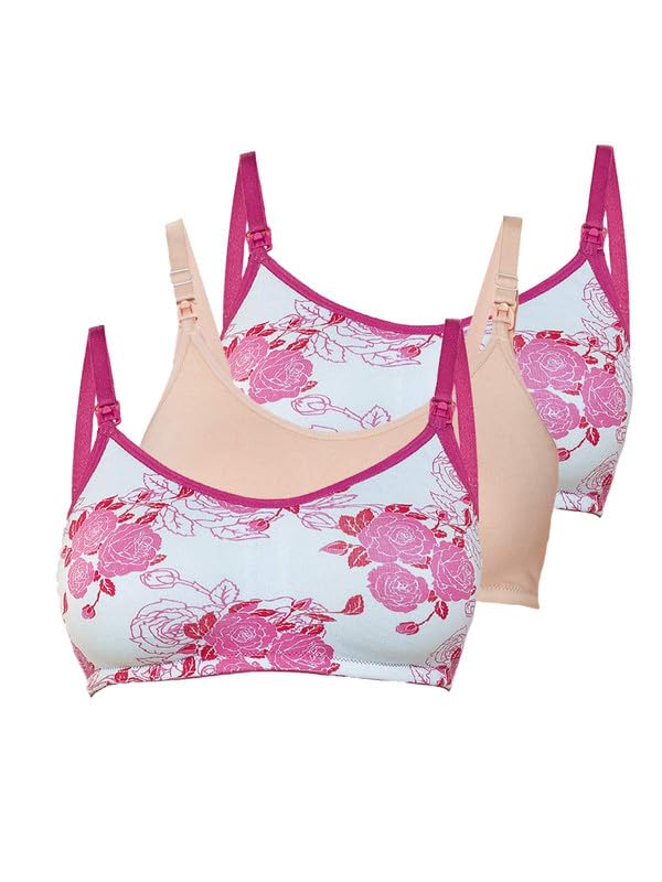 Image of Inner Sense Organic Cotton Bamboo Nursing Bra for Women I Non Padded Feeding Bra with Keyhole Back Design I Wire Free Maternity Innerwear with Full Coverage