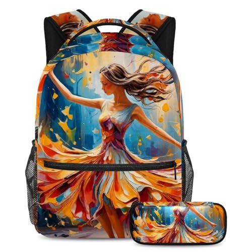 Sac à dos polyvalent de qualité supérieure Art Colorful Dancing Girl 58 finition artistique Large