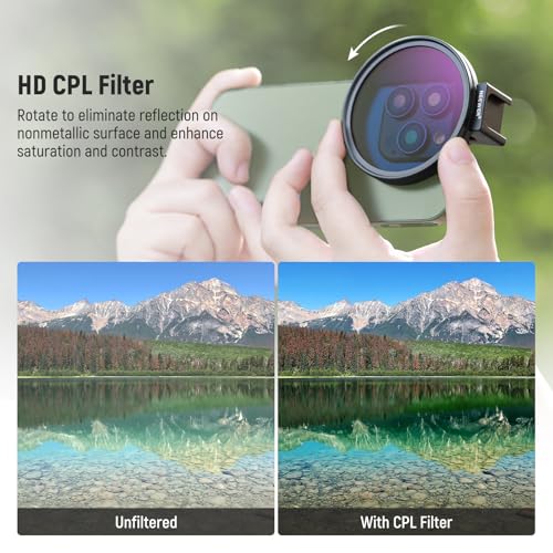 NEEWER 67mm CPL Filter für Telefon, 67mm HD Polarisationsfilter und Kaltschuh-Handyclip, inklusive Tragetasche und Objektiv-Reinigungstuch kompatibel mit Galaxy S24 Serie, iPhone 16 15 Pro Max 14 Pro