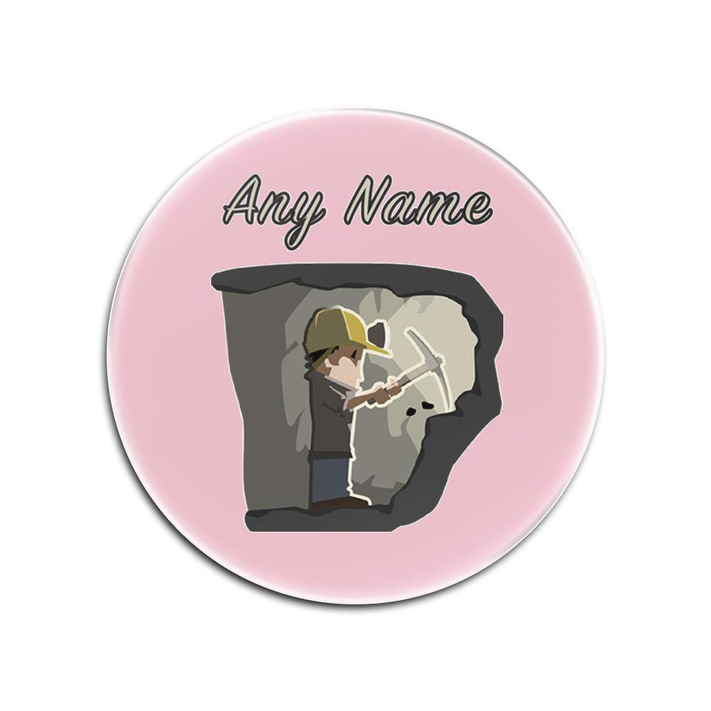 Personalised Gift - Miner Cave Round Glass Coaster (Occupation Design Colour) Any Name Message Unique - Mat Pad Job Rock Collier Driller Pickman Breaker Timberer Engineer