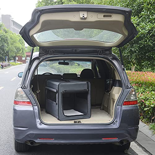 EUGAD Faltbare Hundebox B61xH51xT46cm für Katze kleine/mittlere Hunde (Hundehöhe≤40cm&Hundelänge≤50cm) Hundetransportbox Auto Reisebox Autobox Hundetasche Katzentasche Katzenbox Grau 0338GL