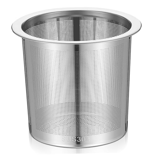 Amosfun Filtro de malla de acero inoxidable para el hogar, cafetería, fácil de limpiar, para té suelto, infusión de café molido grueso, apto para lavavajillas