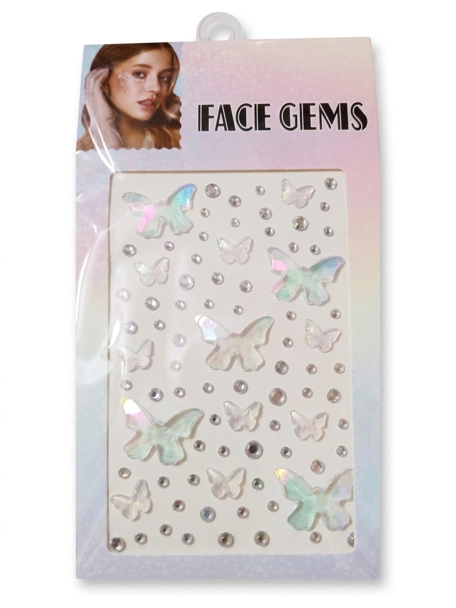 Rainbow Face Gems Rhinestone Stickers for Women, Self Adhesive Eye Body Face Jewels, Festival Makeup Accessories, Bling Crystal Stickers for Parties, Nail Art, Concerts, Raves & Costume Decoration (Butterfly - Beats sticker)-picture-49