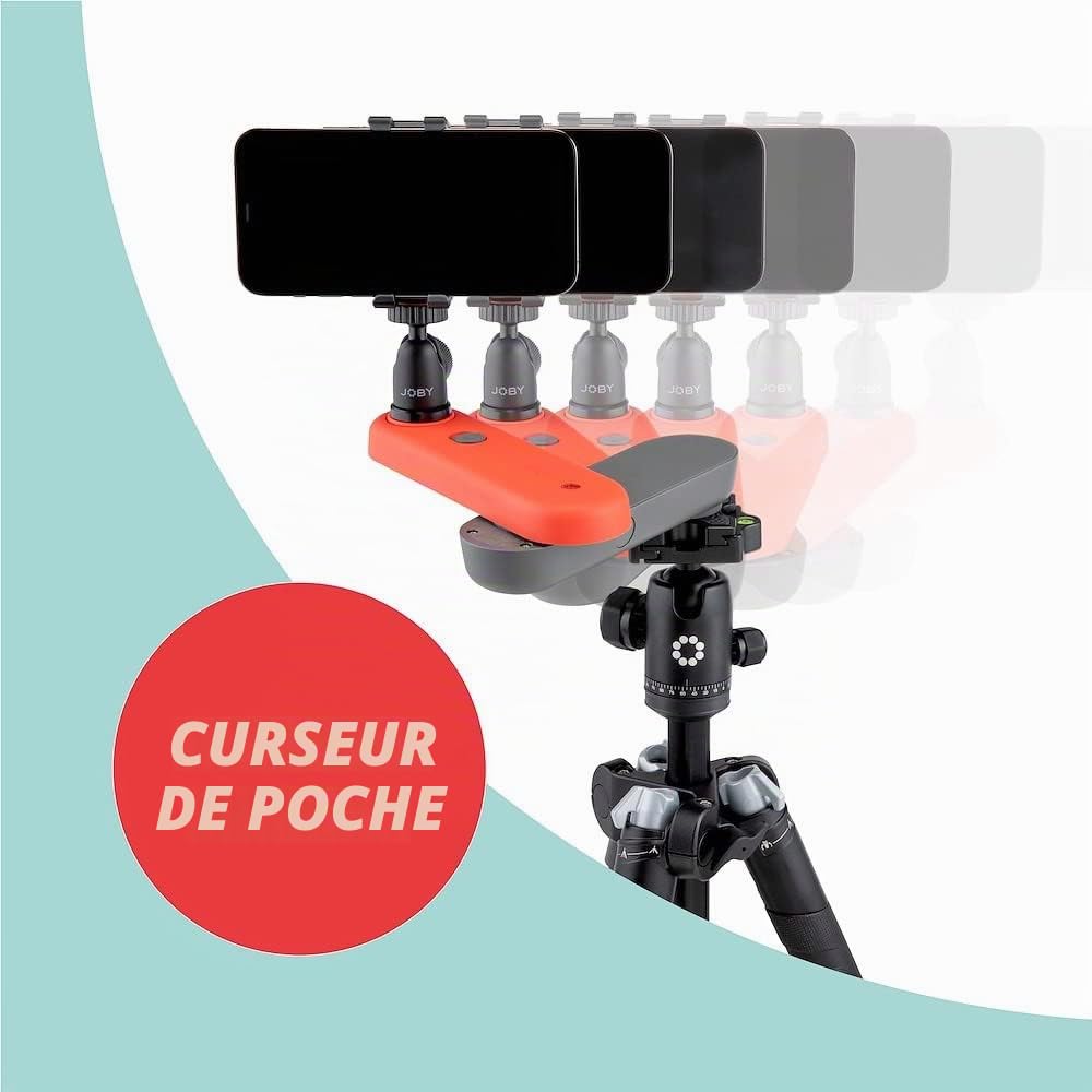 JOBY Kit Swing Slider Motorisé et Pince pour Smartphone - Contrôle Bluetooth Via Appli, Mouvement Linéaire pour Smartphone, Conçu pour Vlog, Création de Contenu, Vidéo avec Mouvement et Timelapse