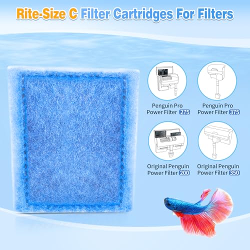 Image of Umlecoa 8 /16 /32 Pack Rite-Size C Filter Cartridges Compatible with MarineLand Penguin PRO Power Filters 275 /375 & Original Penguin Power Filters 200 /350 - Rite-Size C Replacement Filter Cartridges