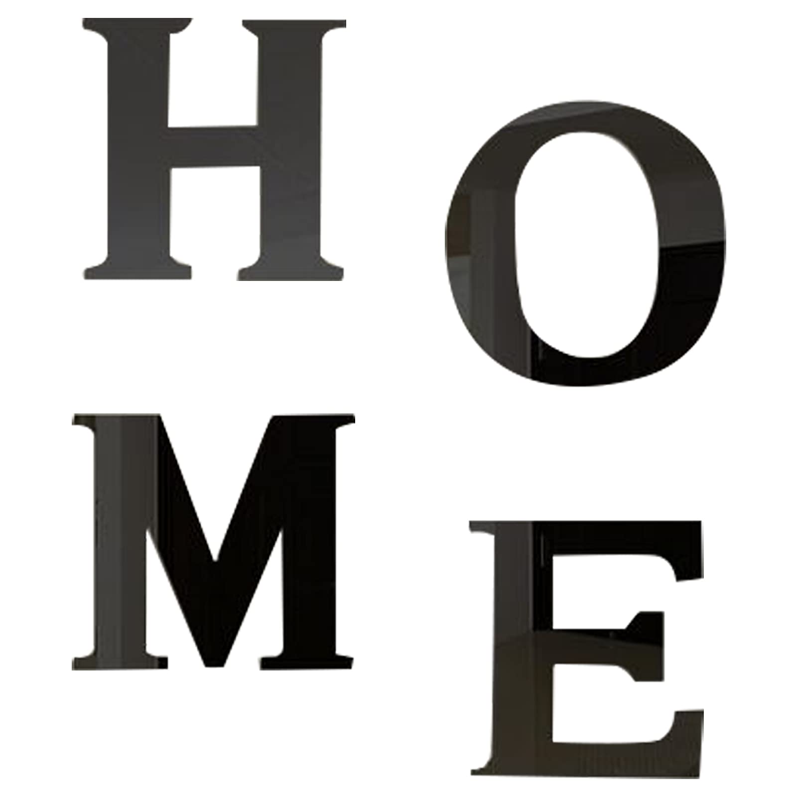 CREATCABIN 4Pcs Specchio Acrilico Home Sign Letters 3D Wall Sticker Wall Art Decalcomanie Decor Autoadesivo Rimovibile Eco-Friendly per La Casa Cucina Camera da Letto Soggiorno Bagno Decorazione Nero