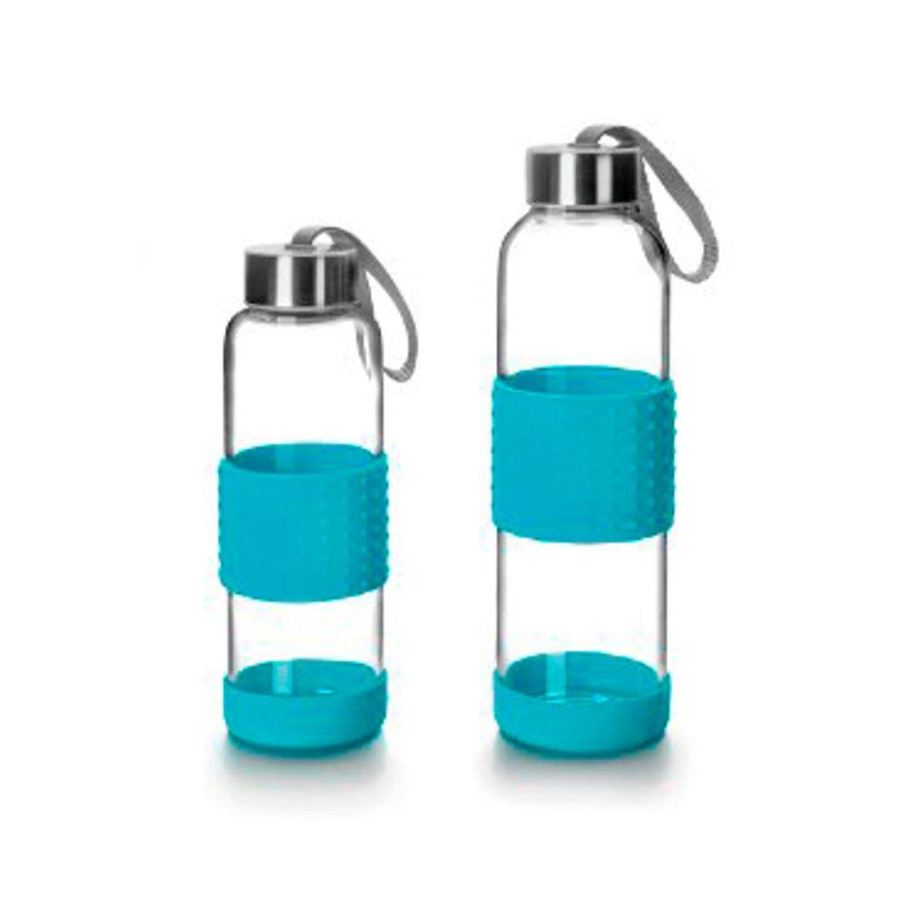 Ibili Blue Sky Glass Bottle, 500 Ml, Borosilicate, Reusable, Shock-Protector