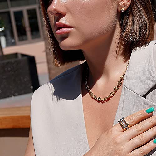CIUNOFOR 14k Gold Multiple Selection Coffee Bean Necklaces For Women, Square Toggle Clasp Necklace for Marriage Couples Cable Wire Charm Necklace For Hip-Hop Unisex Adults CD Style3