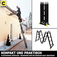 𝐂𝐑𝐀𝐅𝐓𝐅𝐔𝐋𝐋 Aluminium Mehrzweckleiter | 𝟑 𝐉𝐀𝐇𝐑𝐄 𝐆𝐀𝐑𝐀𝐍𝐓𝐈𝐄 - 6in1 Multifunktionsleiter - 16 Sprossen - 450 cm Leiter - Gelenkleiter - Leitergerüst (Schwarz 4x4 Sprossen) – Ansicht 4