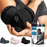 POWERLIX Elbow Brace Compression Support (Pair) - Elbow Sleeve for Tendonitis, Tennis Elbow Brace and Golfers Elbow Treatment, Arthritis, Workouts, Weightlifting-Reduce Elbow Pain (Black, L)