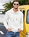 COOFANDY Men's Knit Hoodie Pullover Hipster Pleated Long Sleeve Textured Drawstring Hooded Sweatshirt with Kanga Pocket, White, X-Large