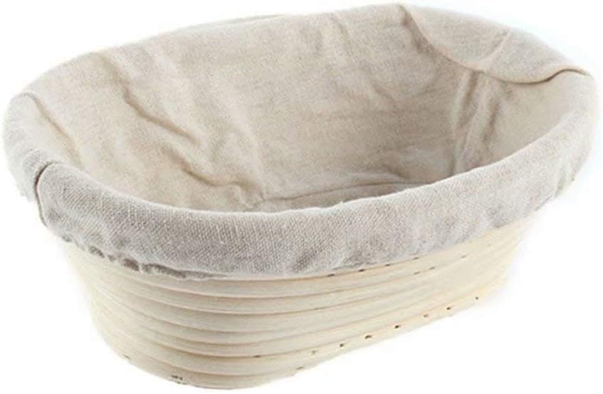Emivery Oval Bread Banneton Proofing Basket Sourdough Bread Bakery Basket with Linen Liner Cloth,10 x 6 x 3.5 Inch