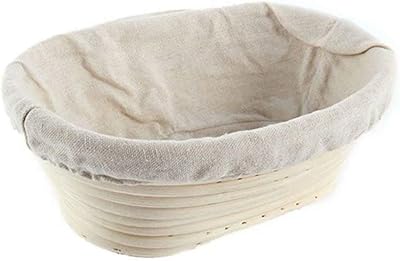 Emivery Oval Bread Banneton Proofing Basket Sourdough Bread Bakery Basket with Linen Liner Cloth ,10 x 6 x 3.5 Inch