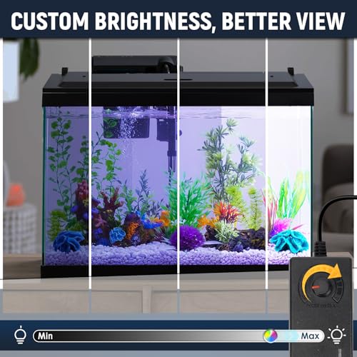 Image of LED Aquarium Hood, Colored Lights, Fits 24 inch Framed Aquariums, Black