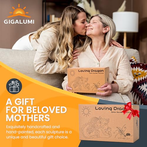 image for GIGALUMI Solar Garden Statues Dragon Statue Figurine Lights for Outsid