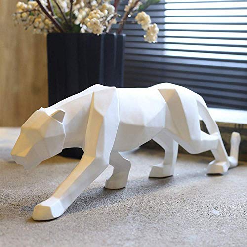 Statue superbe de léopard blanc en résine au design haut de gamme
