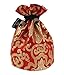 Tibetan Handmade Brocade Cloth Singing Bowl Storage Carrying Case Bag (Red)