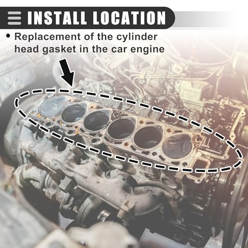 Image of Motoforti Cylinder Head Gasket, Suitable for 3.7L Engine, for Acura MDX Base 3.7L V6 - Gas 2007-2009, Metal, No.12251RYEA01, Silver Tone Black, 2 Pcs