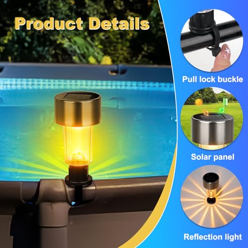 LYPPUL 8 Stück Solar Poolbeleuchtung für Frame Pools, Solar Teichbeleuchtung, Poolbeleuchtung solars Zaun Licht, LED Pool Beleuchtung Zubehör für Outdoor Garten, Zaun, Treppen, Terrasse, Hof