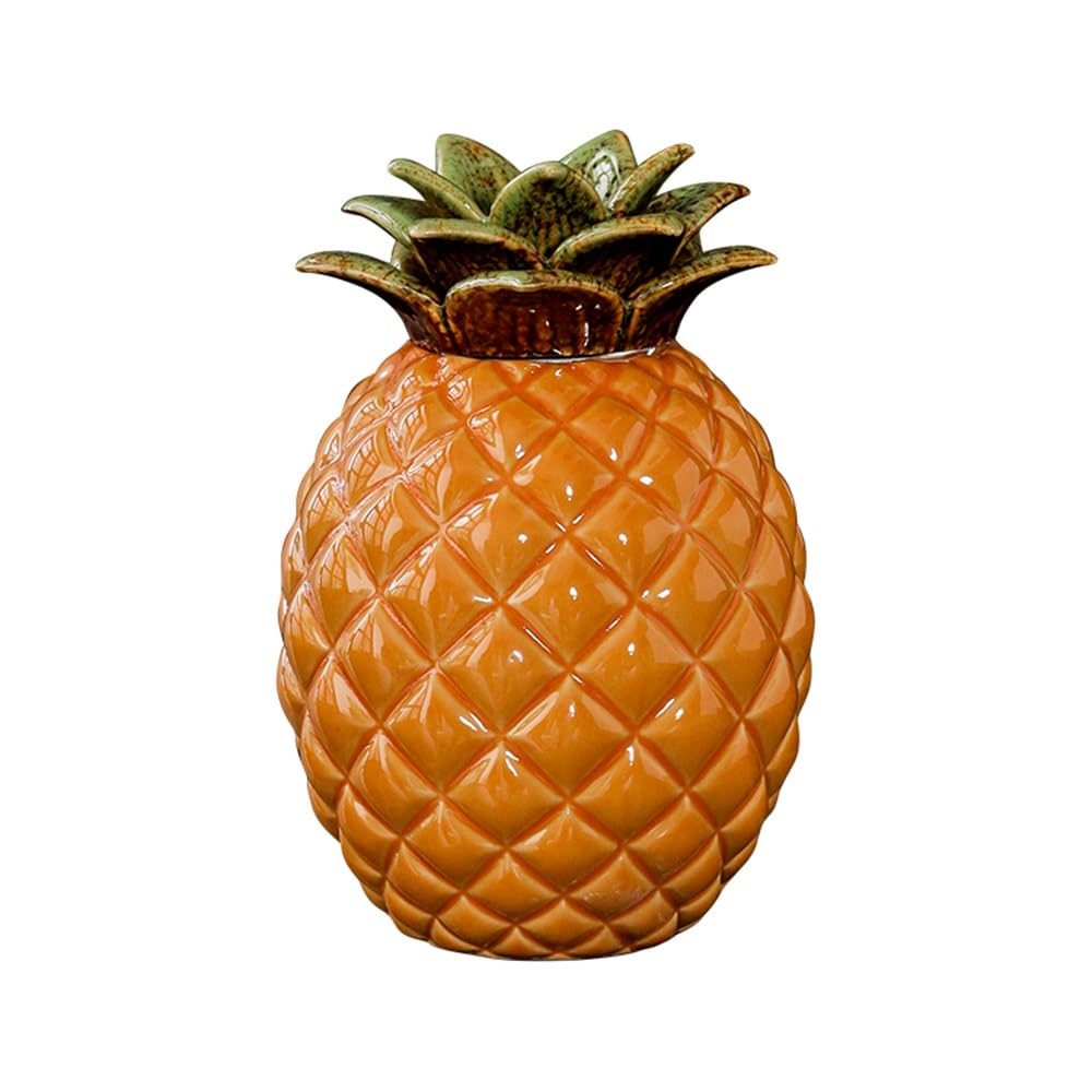 Bx9rE7tK3g Kitchen Storage Jar Pineapple Ceramic Tea Canister With Sealed Lid Creative Home Storage Cabinet Ornament Ceramic Tea Canister(Orange)