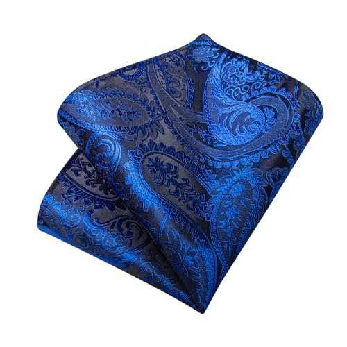 Image of DiBanGu Mens Paisley Tie Set Silk Woven Jacquard Necktie and Pocket Square Cufflinks Gift Set for Wedding Bussiness