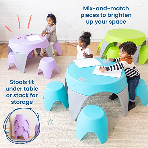 Ecr4Kids Ayana Table And Stool Set, Kids Furniture, Cyan Blue/Aqua, 5-Piece #TOP2