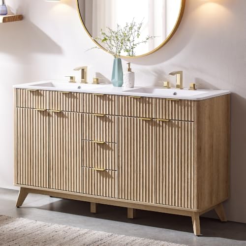 T4TREAM 60 inch Fluted Oak Vanity