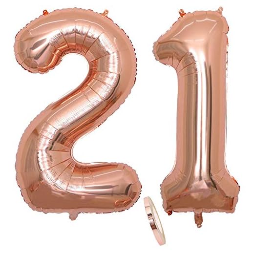 2 Globos Número 21 Años, Number 21 Globo Chica de oro rosa, 40"Figuras de globos con globo de lámina de helio inflable, Globo gigante para la decoración de la fiesta de cumpleaños, Prom (xxxl 100cm)