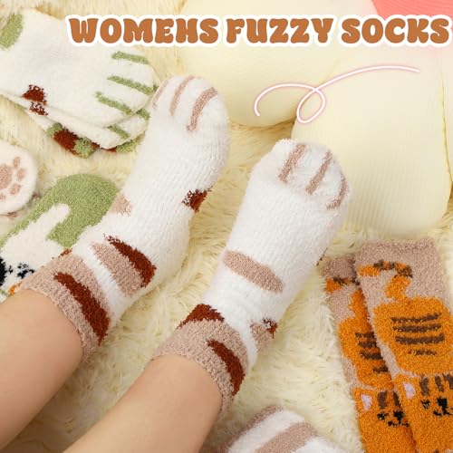 Image of Loritta 6 Pairs Womens Fuzzy Socks, Winter Warm Fluffy Slipper Socks