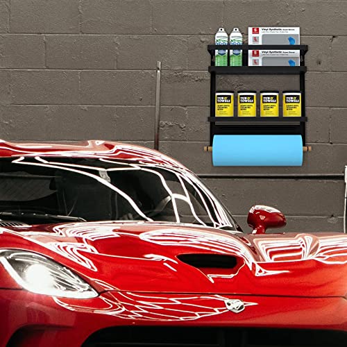 Paper Towel Holder With Shelf, 2-In-1 Magnetic Shelf, Heavy Duty Rustic Paper Towel Holder With 2 Removable Hooks, Tissue Holder For Tool Shed, Garage, Workbench, Kitchen, Craft Room, Or Laundry Room #TOP4