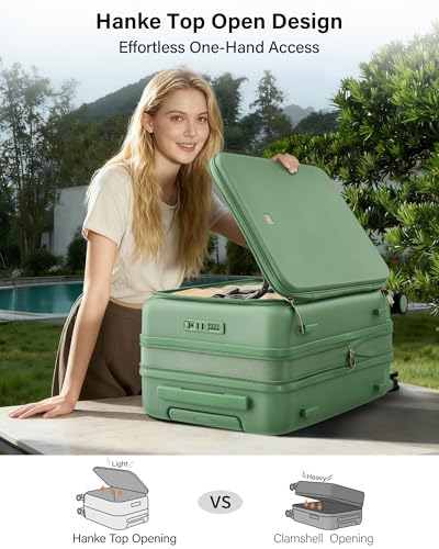 Image of Hanke Hardside Expandable Large Checked Luggage, 28 Inch Top Opening Trunk Luggages with Spinner Wheels, All-PC Hard Shell Suitcase, Lightweight TSA Approved (Forest Green, 120L)