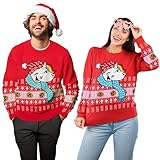 United Labels Pummel & Friends Weihnachtspullover Unisex, Rot, L, Winter Strickpullover, Pullover für Herren und Damen