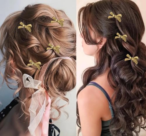 10 piezas de pinzas para cabello con lazo mini para mujer para fiesta y bodas, color dorado miniatura 3