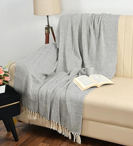 Image of Soft Throw Blanket | Used Both Indoor and Outdoor | Blanket for Living Room | Bedroom | Hall | Kids Room | Sofa and Bed or Chair Throw (Zigzag Grey)