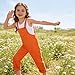 Girls Overalls Kids Casual Sleeveless Jumpsuits Fashion Lightweight Overall Workwear Summer (2-Orange, 13-14 Years)