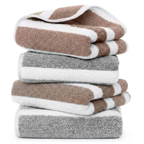 Image of MAXOSHINE Quick Dry Hand Towel for Wash Basin Gym Sports Travel-Super Soft Microfiber Face Towel for Men & Women-40 x 60 cm (Set of 4, Grey /Brown)