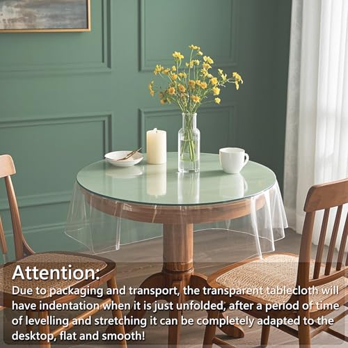 Transparente Tischdecke Runde,Tischdecke aus PVC,Tischdecke Transparent Rund Abwaschbar,Tisch Schutz,Tschdecke Plastik Transparen(Runde,Durchmesser 152 cm)