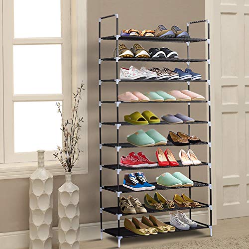 image for ERONE Shoe Rack Organizer , Tall Shoe Storage for Closets Non-Woven Fa