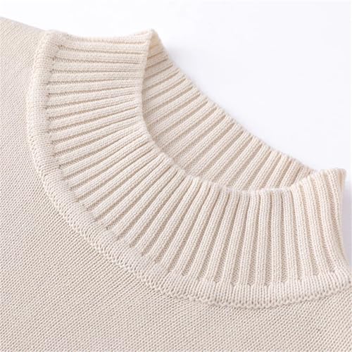 Knitted Pure Cotton Pullover Mens Thickened Loose Sweater Half Height Collar Long Sleeves Basic Top Comfortable3