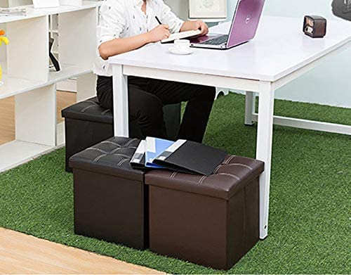 Repose-pieds ottoman pliable en similicuir pour optimiser l'espace du salon - 3